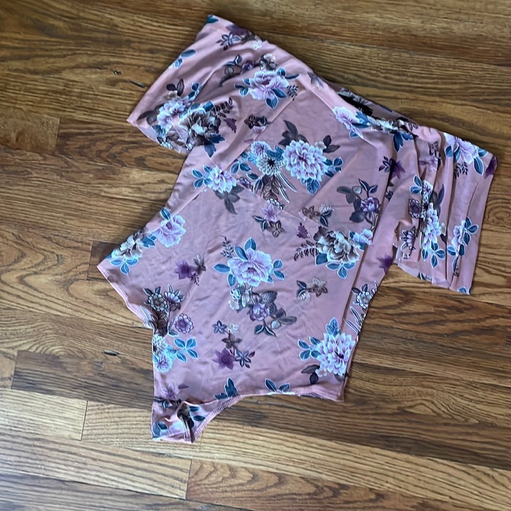 Flower off the shoulder body suit